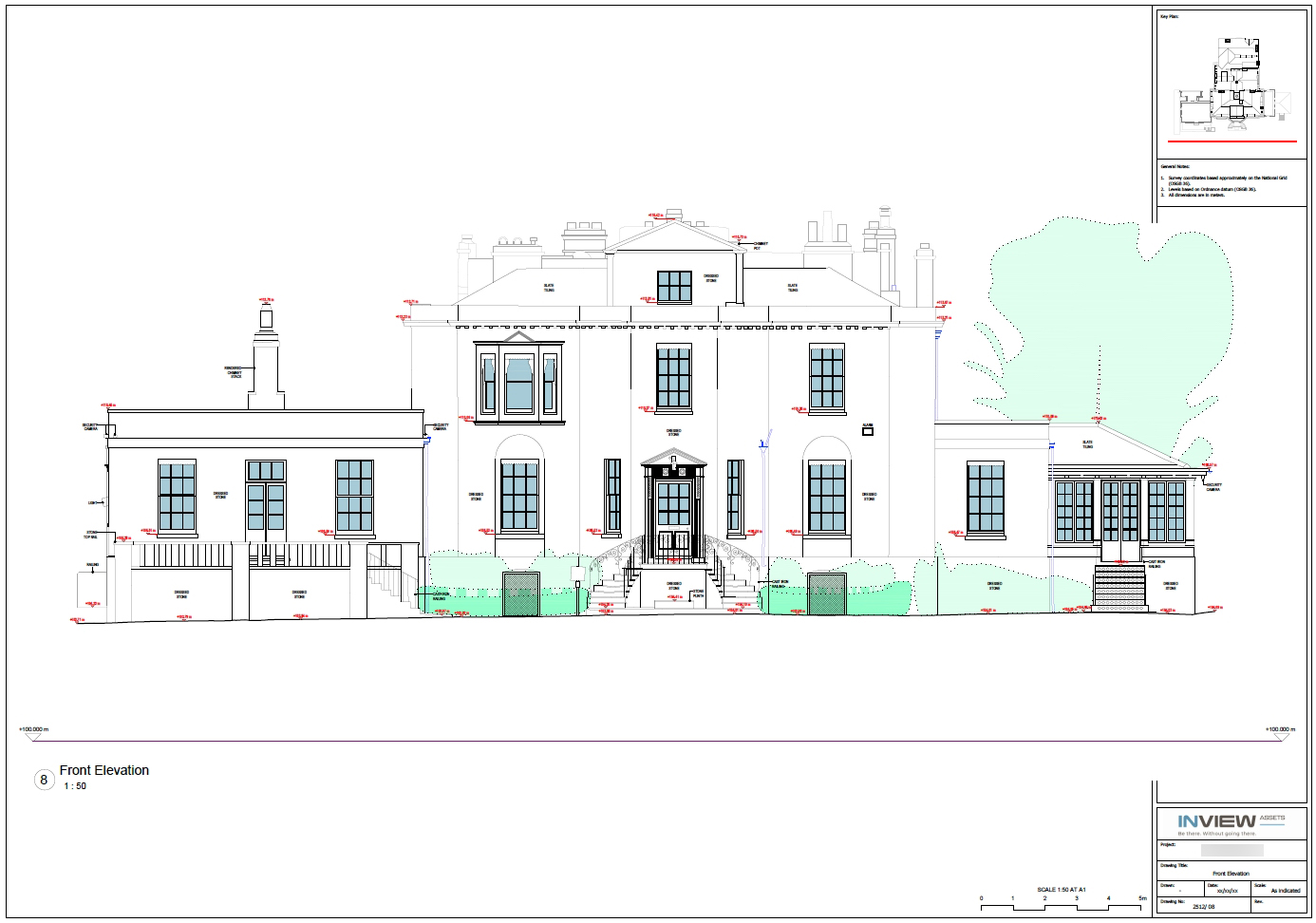 Historic house front elevation 2D drawing
